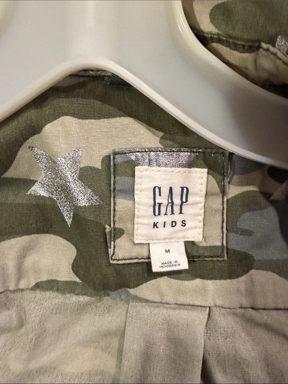 GAP Girls Olive Camo Jean Jacket with White Star Accents